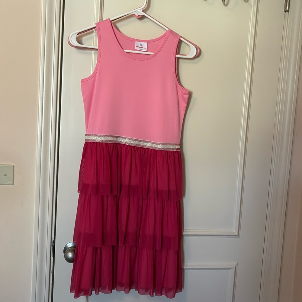 Perfect for summer, girls pink ruffle Hanna Anderson dress